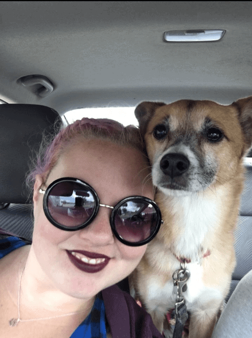 Pet sitter Jess in car with dog